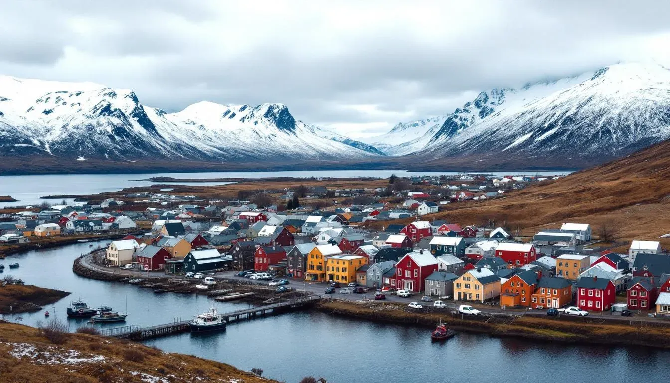 Filming in Akureyri with Eyjafjordur fjord views
